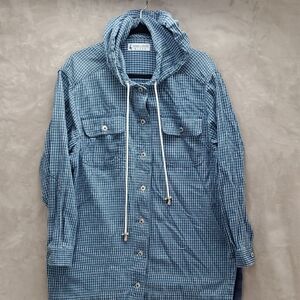 MARSH LANDING BLUES | LARGE HOODED JACKET VINTAGE LIGHT WEIGHT  | BLUE WHITE